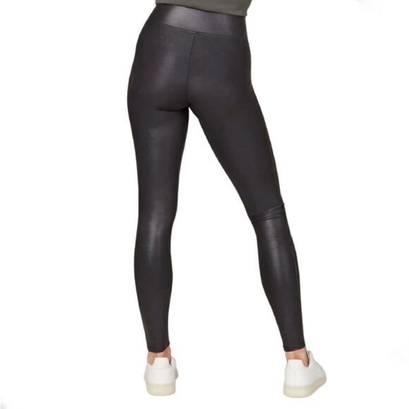 SPANX Leggings Faux Leather Shapes Lifts Flattering Compression Black Size M - Picture 2 of 14